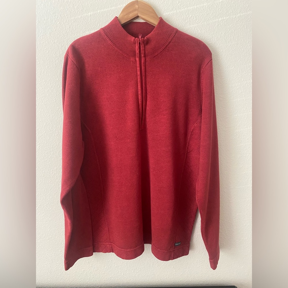 Woolrich Men’s Red Quarter Zip Long Sleeve Pullover Sweater Size Medium